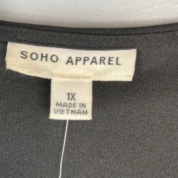 SOHO Apparel NWT Collarless Open Blazer Black 3/4 Tab Sleeves Lightweight 1X - Picture 7 of 11